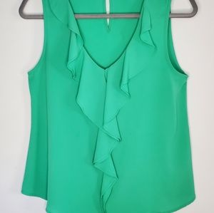 MINE-ruffle Tank Top  Emerald green,Size S